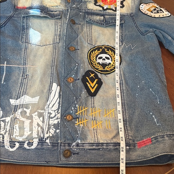 REASON Denim Jacket – Rocker / Moto Patchwork Style - Picture 7 of 15